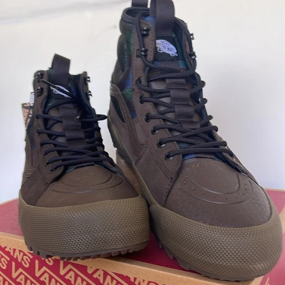 Vans Men’s Sk8-Hi Gore-Tex Mte-3 Tech Plaid Brown/Green VN0A5111BGS Boots Sneak